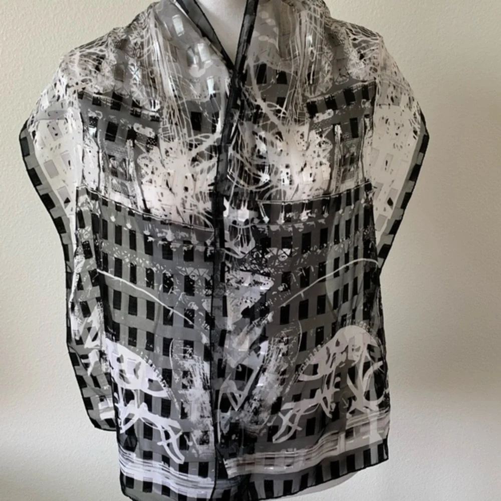 Black and White Sheer Scarf